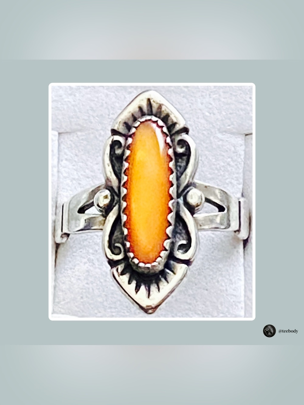 Vintage WMCO Sterling Orange Paua Shell Statement Ring New With Tags Southwest